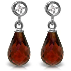 Pointed edge earrings-2.73 Carat 14K Solid White Gold Earrings Diamond Garnet