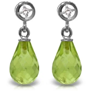 Stamped pattern earrings-2.73 Carat 14K Solid White Gold Earrings Diamond Peridot