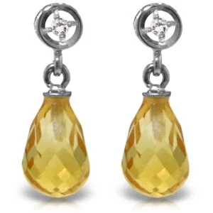 Petrified stone earrings-2.73 Carat 14K Solid White Gold Give You Courage Citrine Diamond Earrings