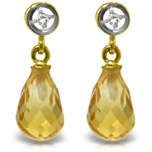 Iron forged earrings-2.73 Carat 14K Solid Yellow Gold Breakthrough Citrine Diamond Earrings