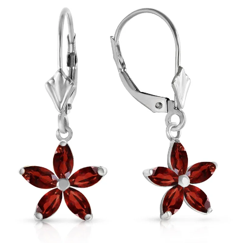 Chalk speck earrings-2.8 Carat 14K Solid White Gold Will To Love Garnet Earrings