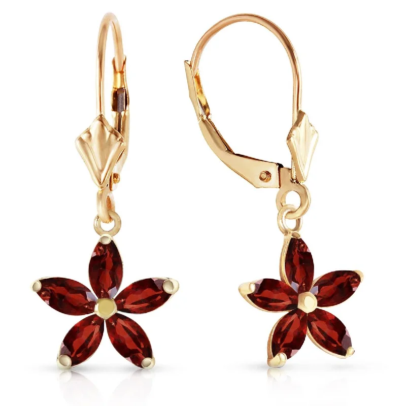 Crystal bead earrings-2.8 Carat 14K Solid Yellow Gold Starglow Garnet Earrings