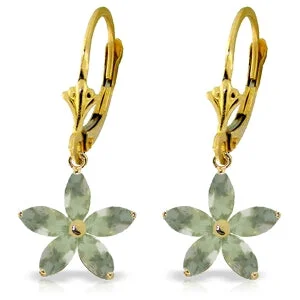 Raised bezel earrings-2.8 Carat 14K Solid Yellow Gold Starglow Green Amethyst Earrings