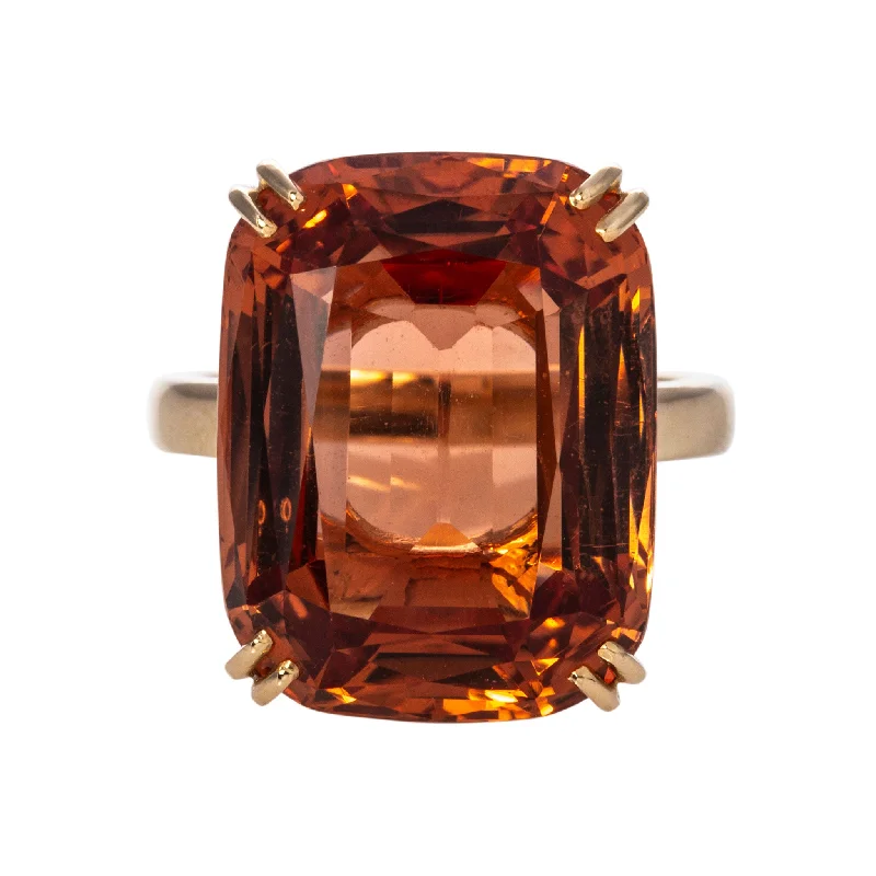 Scratched finish ring-28ct Imperial Topaz 14K Yellow Gold Ring