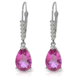 Stamped pattern earrings-3.15 Carat 14K Solid White Gold Make The Most Pink Topaz Diamond Earrings