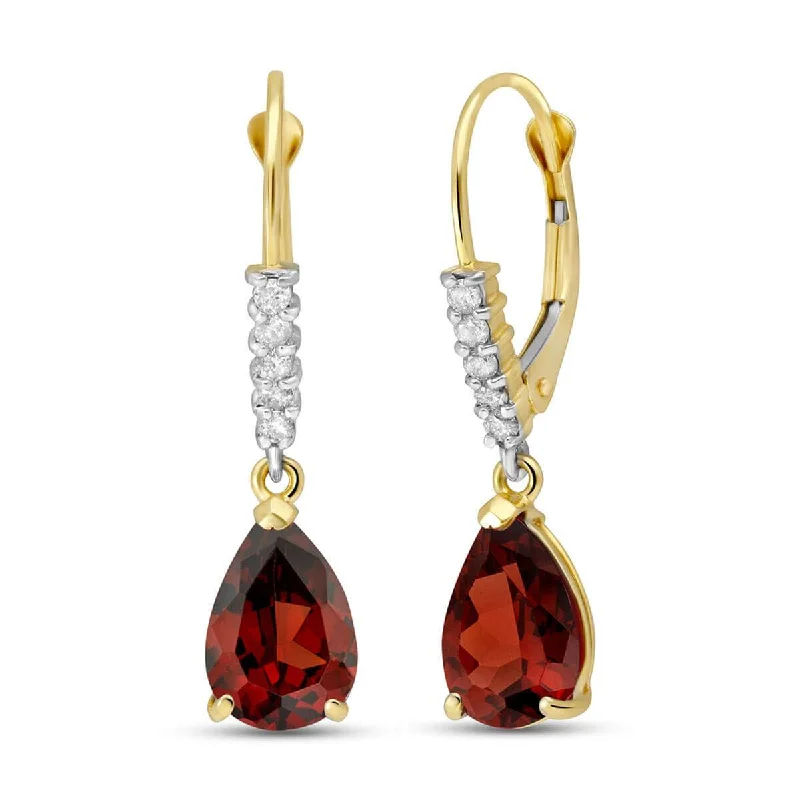 Coiled effect earrings-3.15 Carat 14K Solid Yellow Gold Violeta Garnet Diamond Earrings