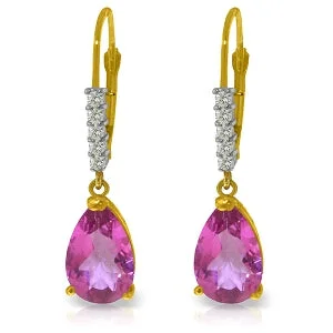 Clan crest earrings-3.15 Carat 14K Solid Yellow Gold Violeta Pink Topaz Diamond Earrings