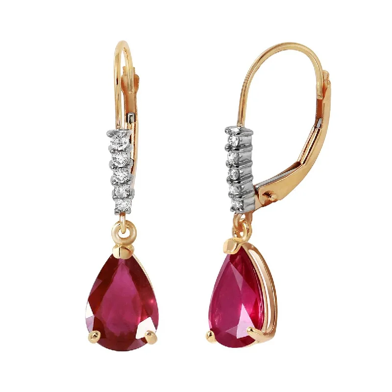 Trefoil knot earrings-3.15 Carat 14K Solid Yellow Gold Violeta Ruby Diamond Earrings