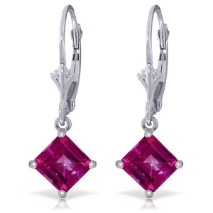 Contrast metal earrings-3.2 Carat 14K Solid White Gold Rely On Me Pink Topaz Earrings