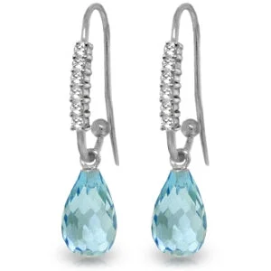 Abstract print earrings-4.68 Carat 14K Solid White Gold Live Beside You Blue Topaz Diamond Earrings