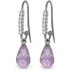 Phantom set earrings-4.68 Carat 14K Solid White Gold Meet Me Somewhere Amethyst Diamond Ear