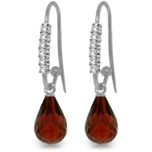 Knotted twig earrings-4.68 Carat 14K Solid White Gold Merge You Garnet Diamond Earrings