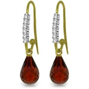 Red jasper earrings-4.68 Carat 14K Solid Yellow Gold Impressions Garnet Diamond Earrings