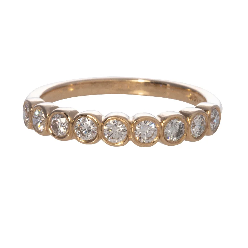 Rosemary sprig ring-.45ct Diamond Bezel Set Halfway 14K Yellow Gold Band