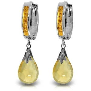 Nordic braid earrings-6.85 Carat 14K Solid White Gold Enslaved To Love Citrine Earrings