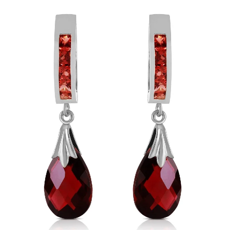 Stellar glow earrings-6.85 Carat 14K Solid White Gold Improvised Words Garnet Earrings