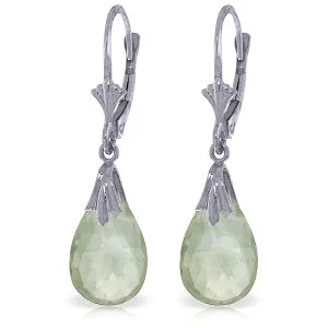 Elder twig earrings-6 Carat 14K Solid White Gold Florence Green Amethyst Earrings