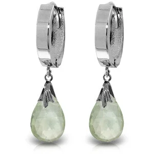 Flex joint earrings-6 Carat 14K Solid White Gold Hoop Earrings Natural Green Amethyst