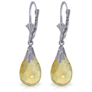 Grainy texture earrings-6 Carat 14K Solid White Gold Take Turns Citrine Earrings