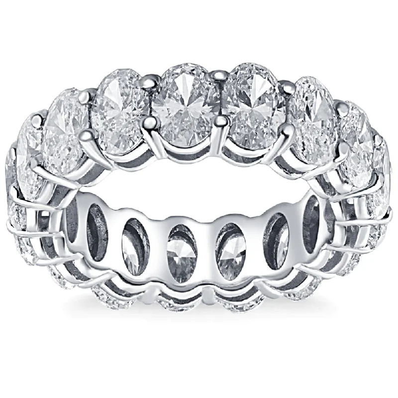 Powdered finish ring-6 Ct Oval Moissanite Eternity Ring Womens Wedding Band 10k White Gold