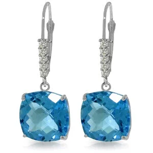 Chia seed earrings-7.35 Carat 14K Solid White Gold Ruzgar Blue Topaz Diamond Earrings