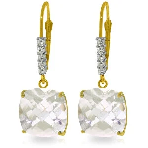 Prairie grass earrings-7.35 Carat 14K Solid Yellow Gold Perdita White Topaz Diamond Earrings