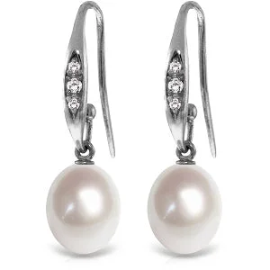 Prismatic light earrings-8.05 Carat 14K Solid White Gold You Are Breathtaking Pearl Diamond Earrings