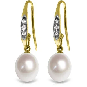 Tarnished finish earrings-8.05 Carat 14K Solid Yellow Gold Emphasis Pearl Diamond Earrings