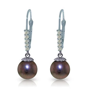 Slotted design earrings-8.15 Carat 14K Solid White Gold Acts Of Kindness Pearl Diamond Earrings