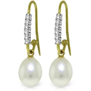 Polished pebble earrings-8.18 Carat 14K Solid Yellow Gold Impressions Pearl Diamond Earrings