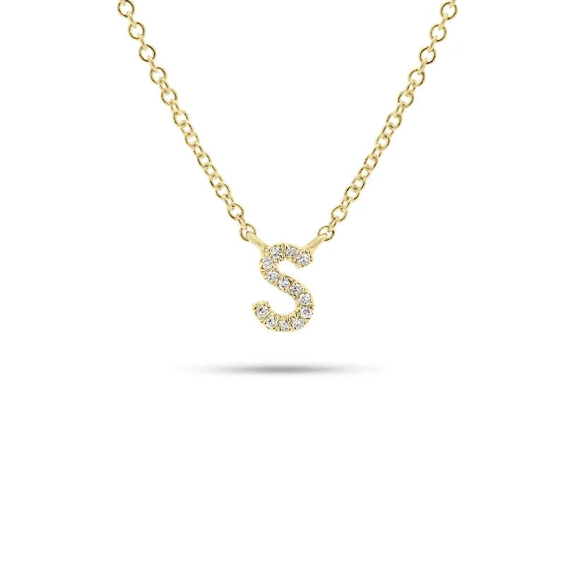 Layered cut necklace-Diamond Initial Pendant Necklace