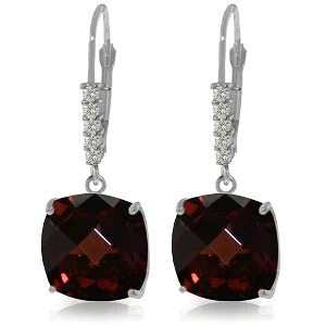 Octagonal gem earrings-9.15 Carat 14K Solid White Gold Drop The Matter Garnet Diamond Earrings