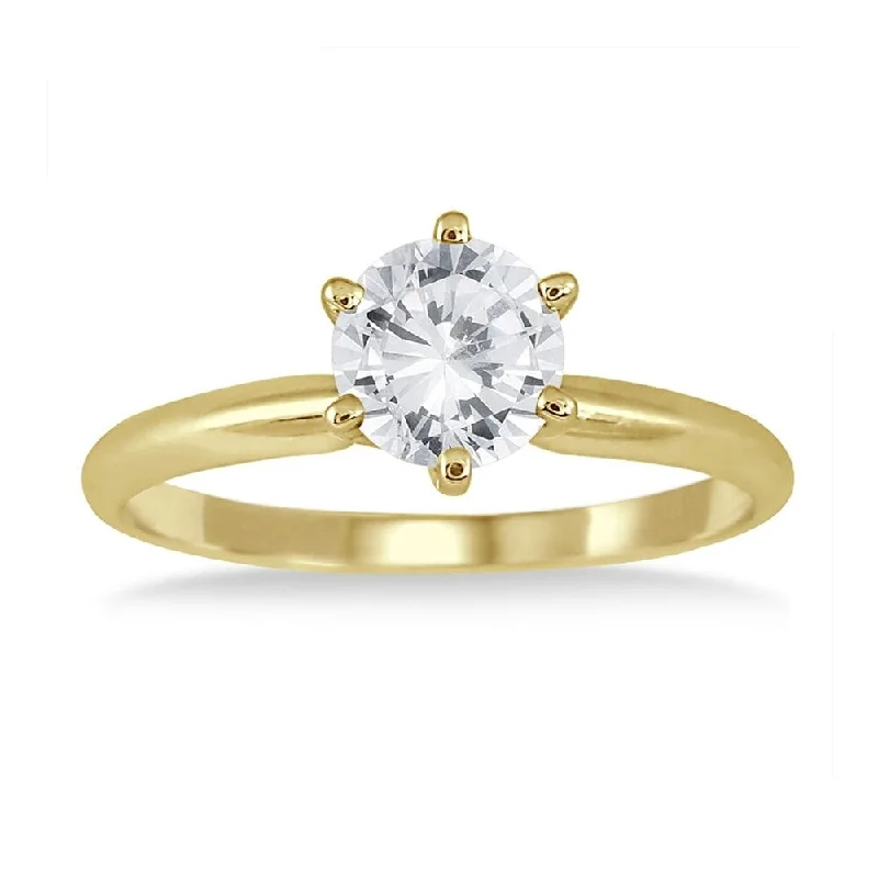 Waxed finish ring-AGS Certified 3/4 Carat Round Diamond Solitaire Ring in 14K Yellow Gold (J-K Color, I2-I3 Clarity)