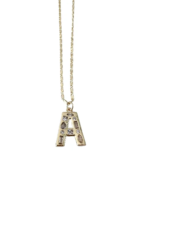 Tandem gem necklace-Ann Initial Necklace