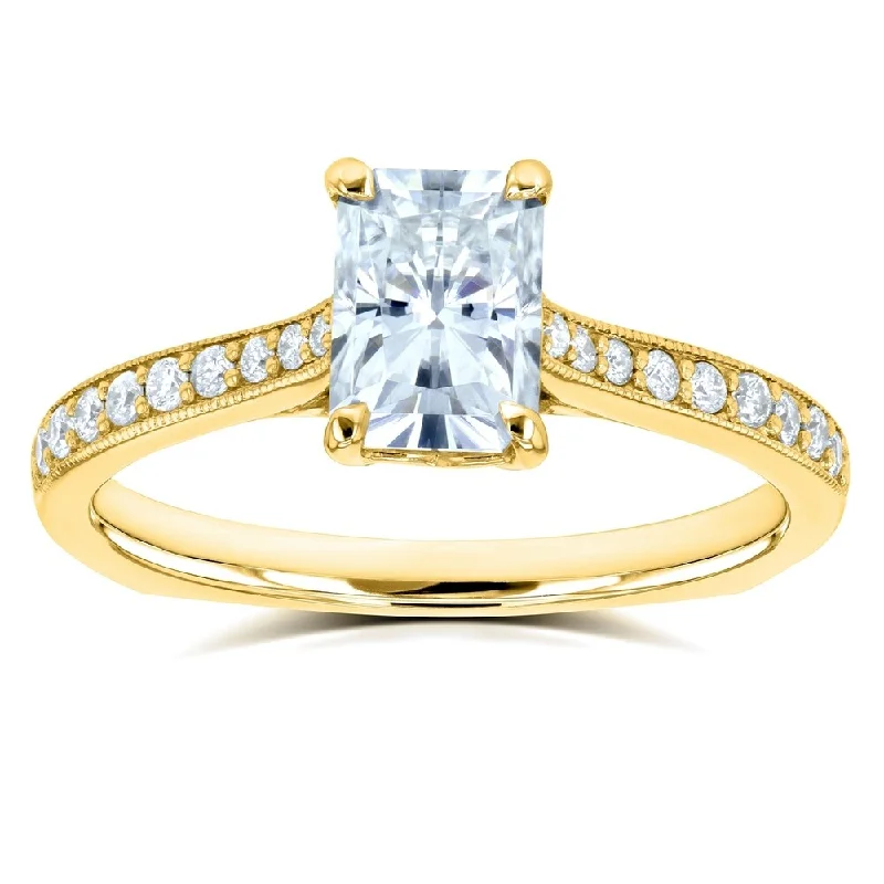 Cyclical spiral ring-Annello by Kobelli 14k Gold 1 2/5ct TGW Radiant Moissanite and Diamond Vintage Trellis Engagement Ring