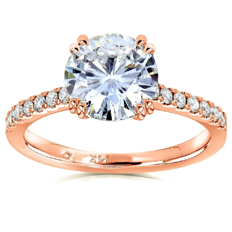 Tiered stone ring-Annello by Kobelli 14k Solid Gold 1 3/4 CTW Forever One Moissanite and Lab Grown Diamond Tulip Engagement Ring (DEF/VS)