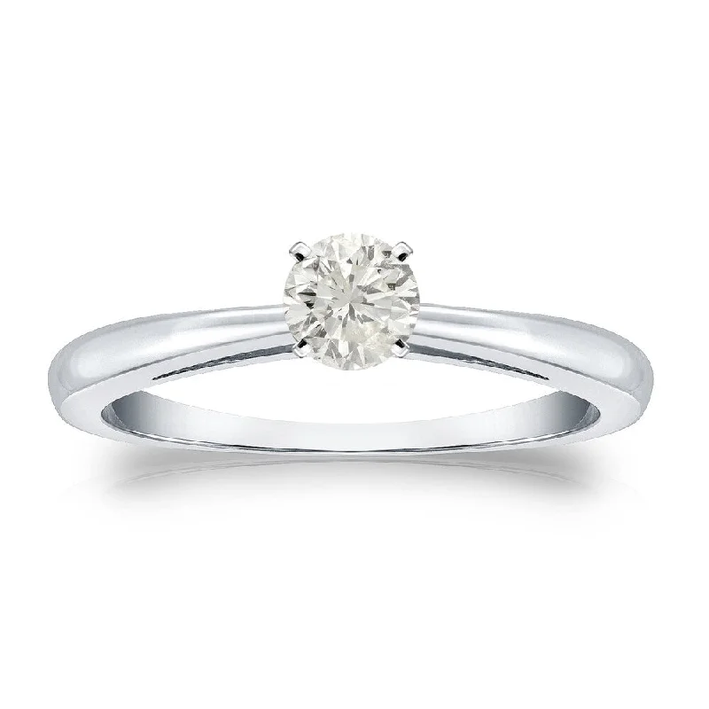 Auriya 14k Gold 1/4 carat TW Round Solitaire Diamond Engagement Ring