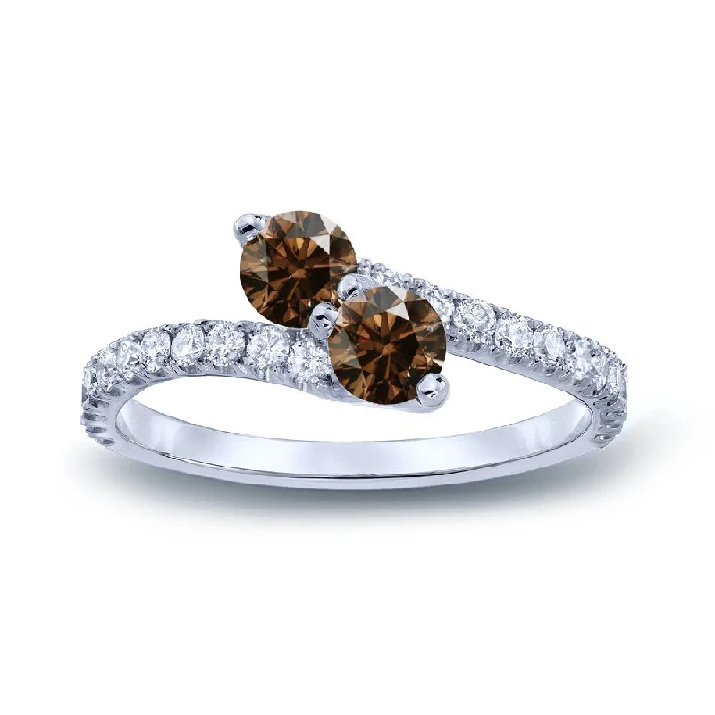 Gill slit ring-Auriya 14k Gold 3/4 carat TW 2-Stone Brown Diamond Engagement Ring (H-I, I1-I2)