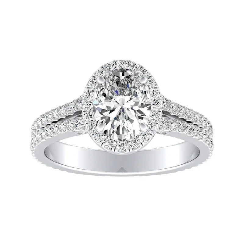 Tin toned ring-Auriya 18k Gold 1 1/3ctw Oval-cut Halo Diamond Engagement Ring (I-J, I1-I2)