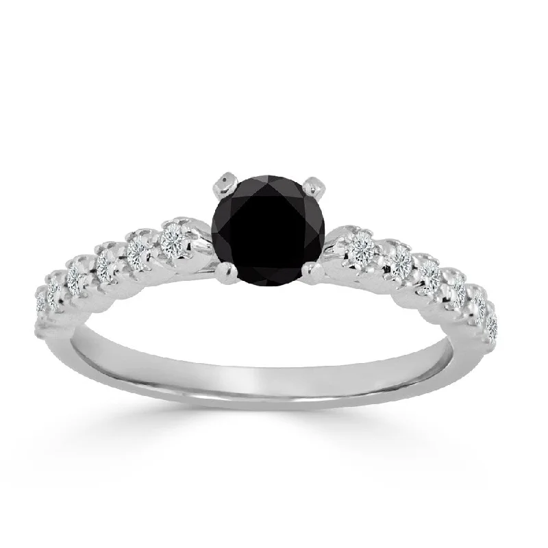 Subtle color ring-Auriya 3/5ctw Black Diamond Engagement Ring 14K Gold