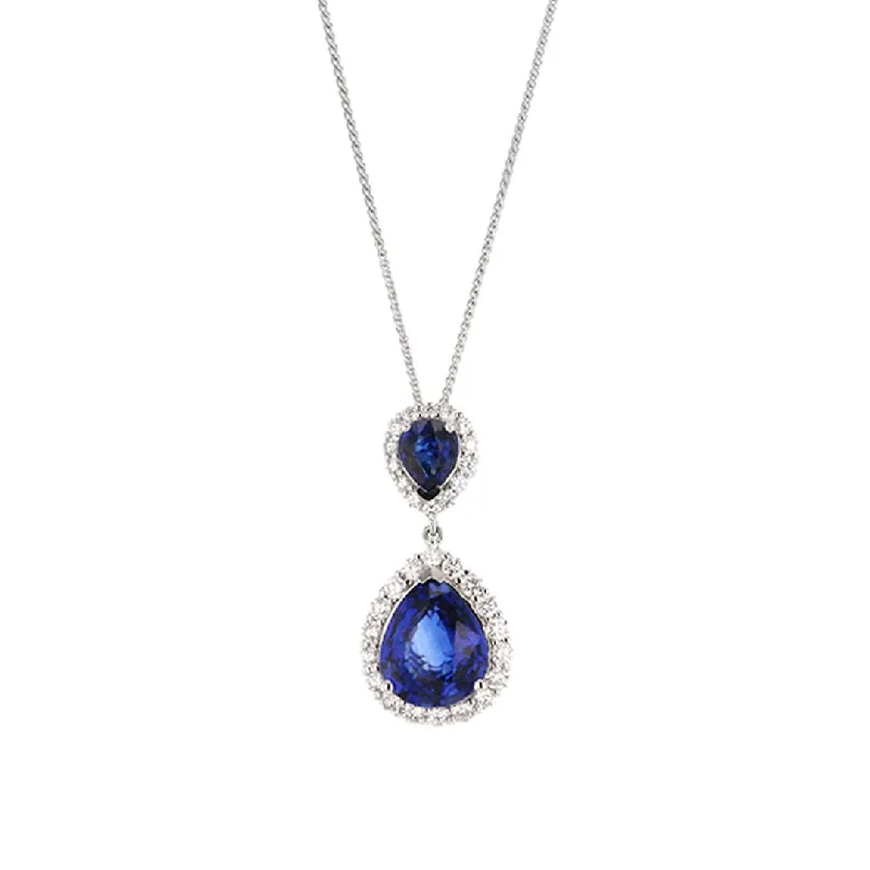 Rock vein necklace-Blue Sapphire & Diamond Pendant Necklace