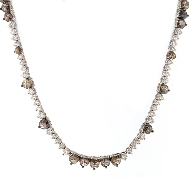 Kelp frond necklace-Cognac & White Diamond Eternity Necklaces