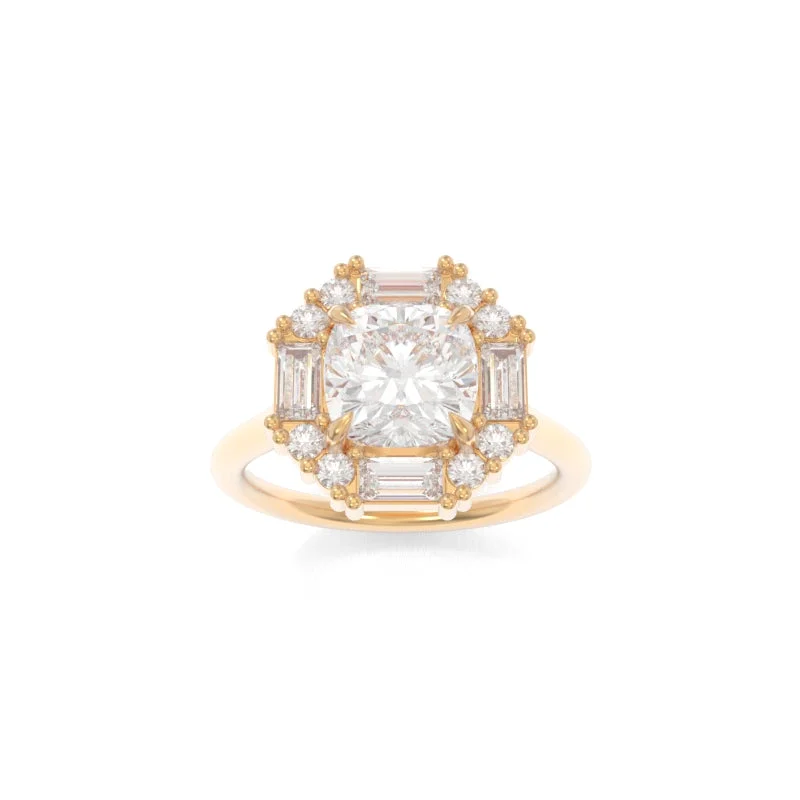 Spiral vine ring-Cordelia Solitaire Cushion