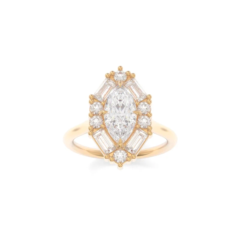 Arched shank ring-Cordelia Solitaire Marquise