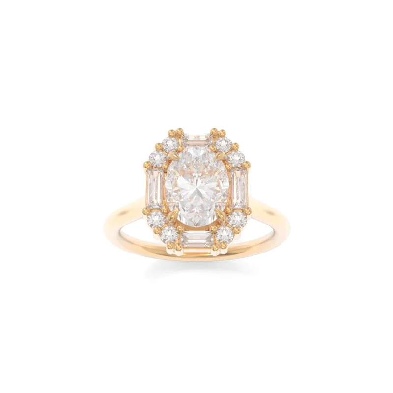 Tarnished finish ring-Cordelia Solitaire Oval