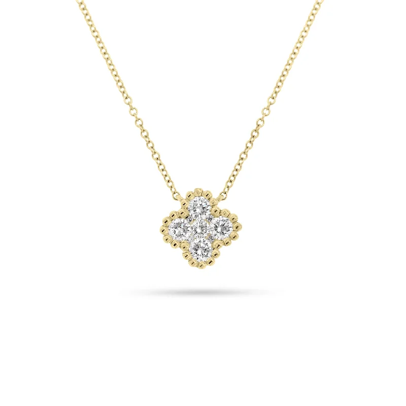 Peaked charm necklace-Diamond Clover Necklace