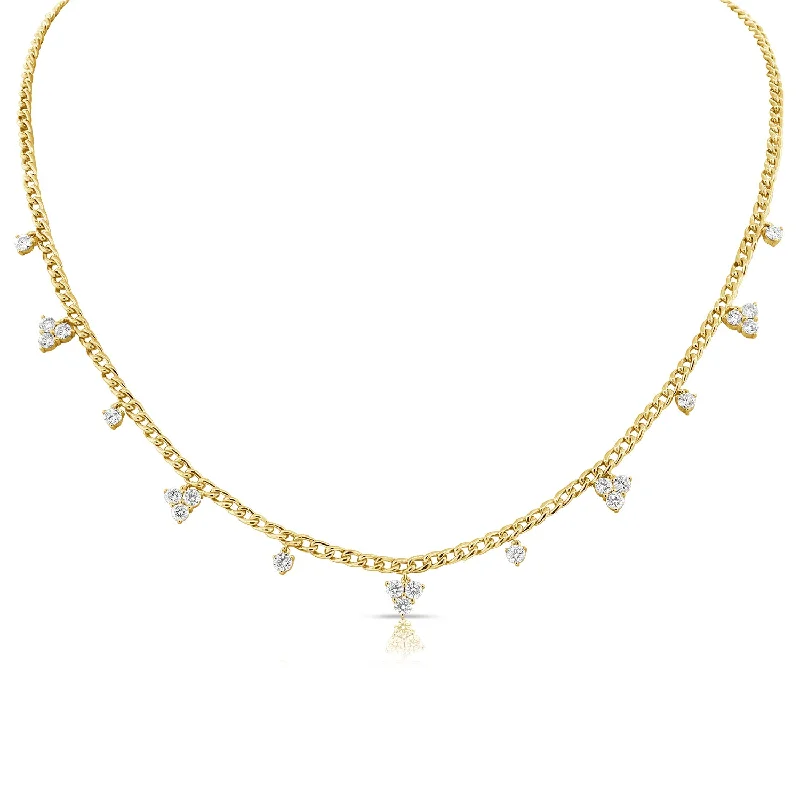 Crowned gem necklace-Diamond Cluster Drip Necklace