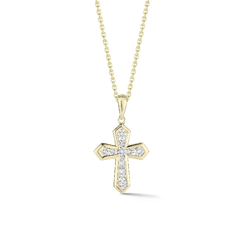 Border stone necklace-Diamond Mini Orthodox Cross Pendant