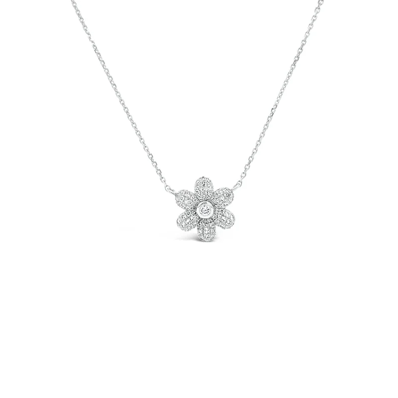 Matte stone necklace-Diamond Daisy Necklace