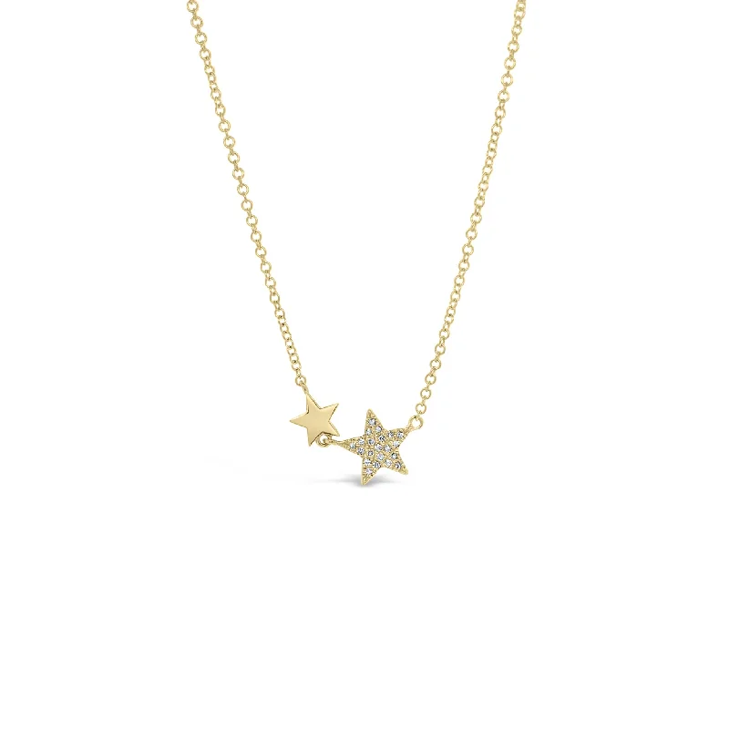 Ragged edge necklace-Diamond Double Star Necklace